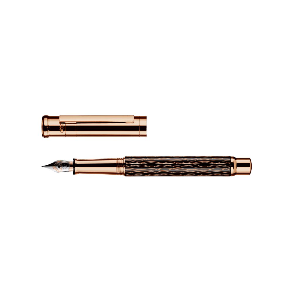Otto Hutt Design 04 Wave Black Rose Gold Fountain pen - Vulpen